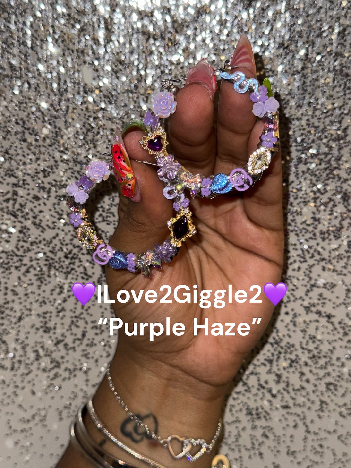 Purple Haze Junk Hoop Earrings (Small)