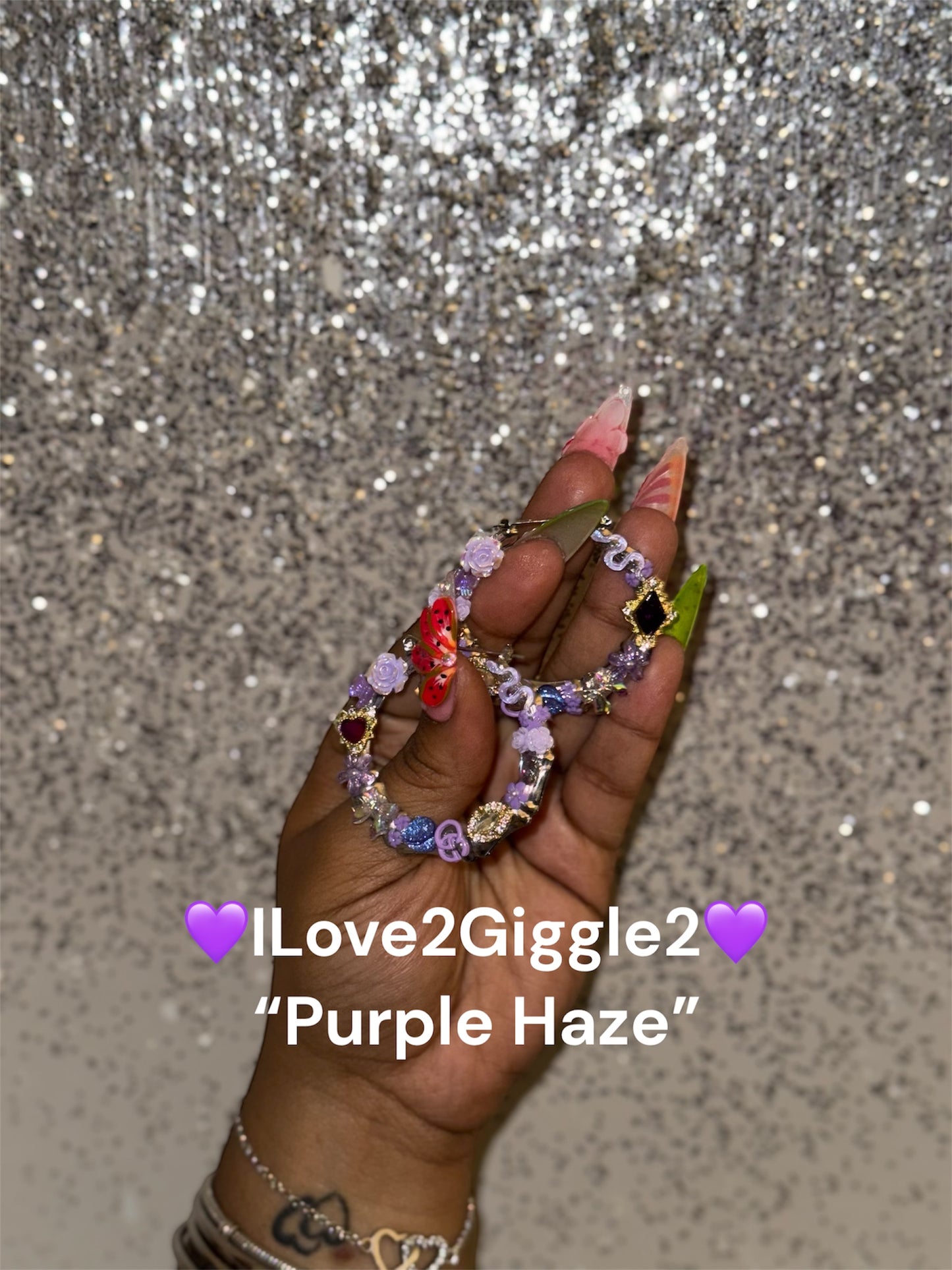 Purple Haze Junk Hoop Earrings (Small)