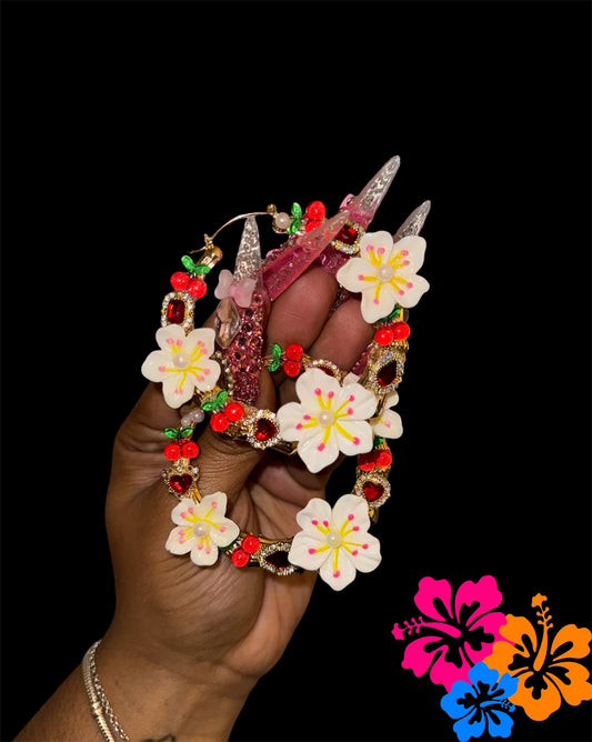 Hawaiian Dream Glory Hoop Earrings Large